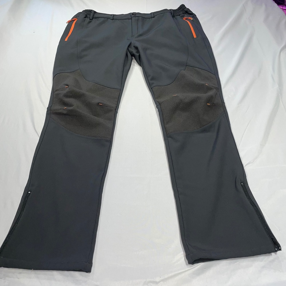 Gash Hao Mens Fleece Lined Hiking Pants Gray Orange Softshell Outdoor 42x34